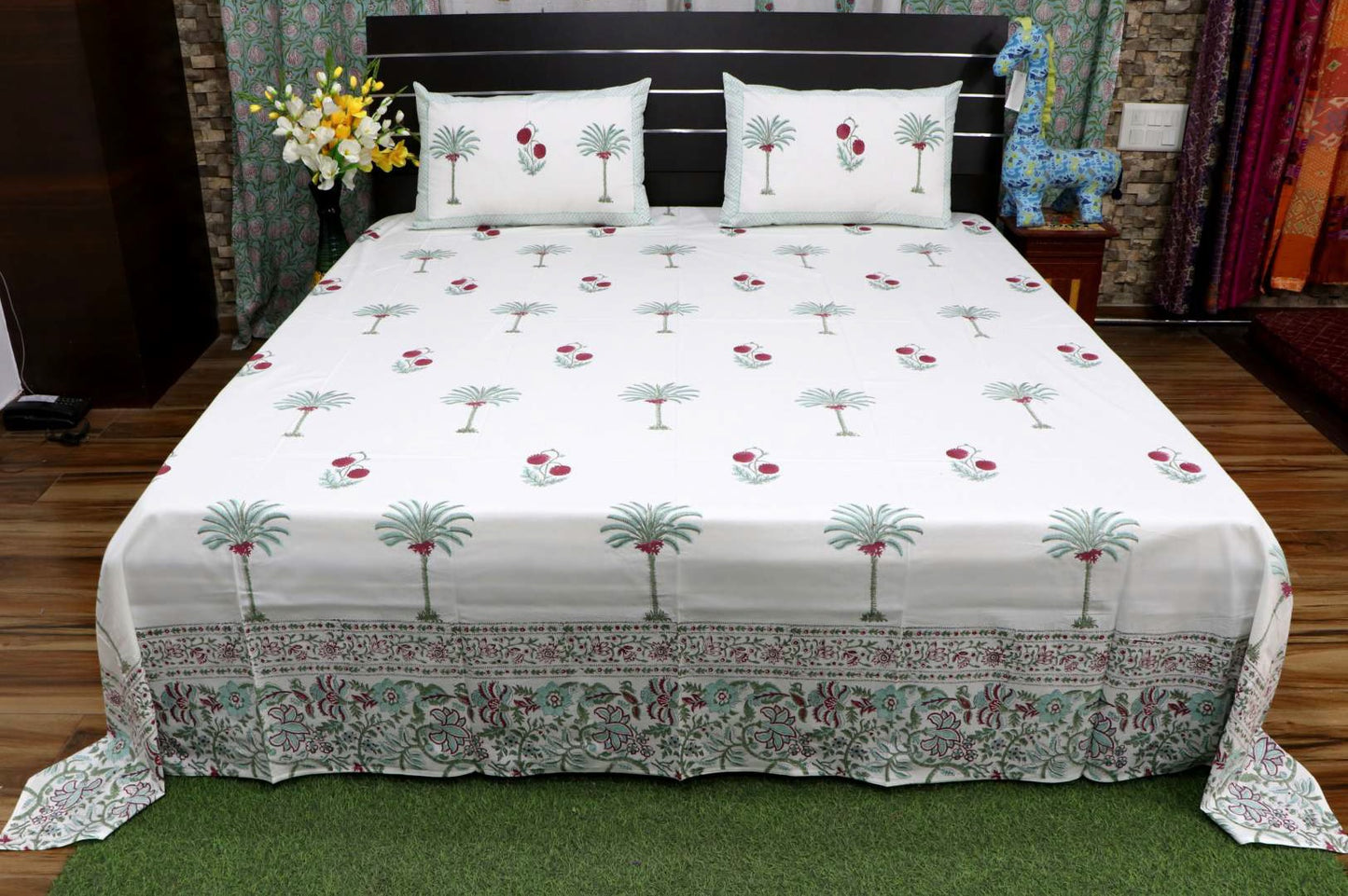 Handblock Percale Cotton Bedsheet (230 TC) – Queen Size
