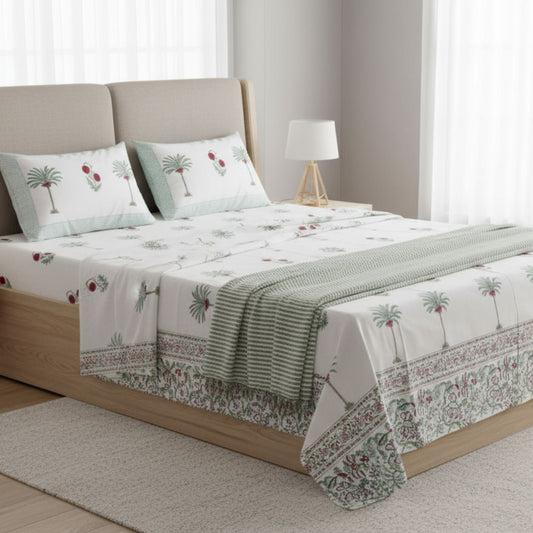 Handblock Percale Cotton Bedsheet (230 TC) – Queen Size