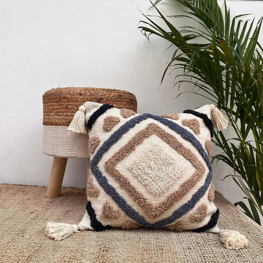 Brown Black Tufted Cushion Covers