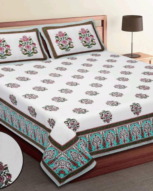 Jaipuri Queen Bedsheet with Pillow Covers
