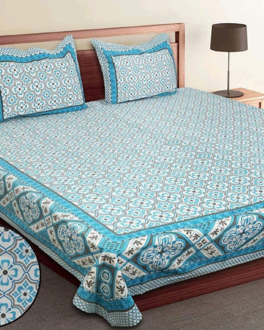 Jaipuri Queen Bedsheet with Pillow Covers