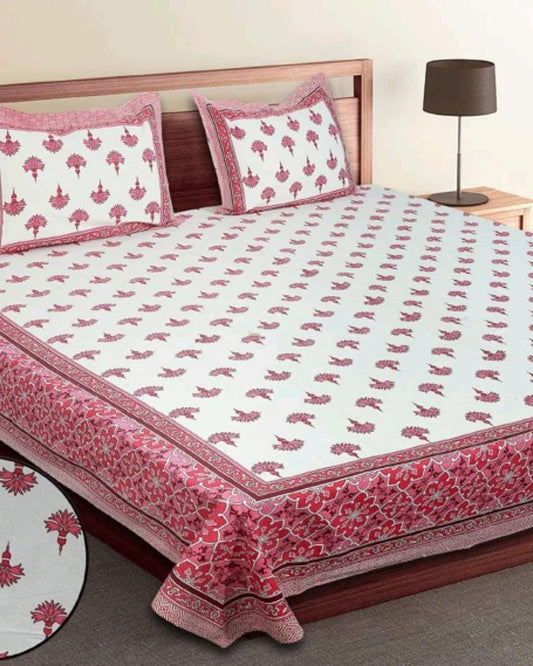 Jaipuri Queen Bedsheet with Pillow Covers