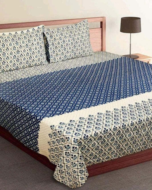 Jaipuri Cotton King Size Bedsheet with Pillow covers