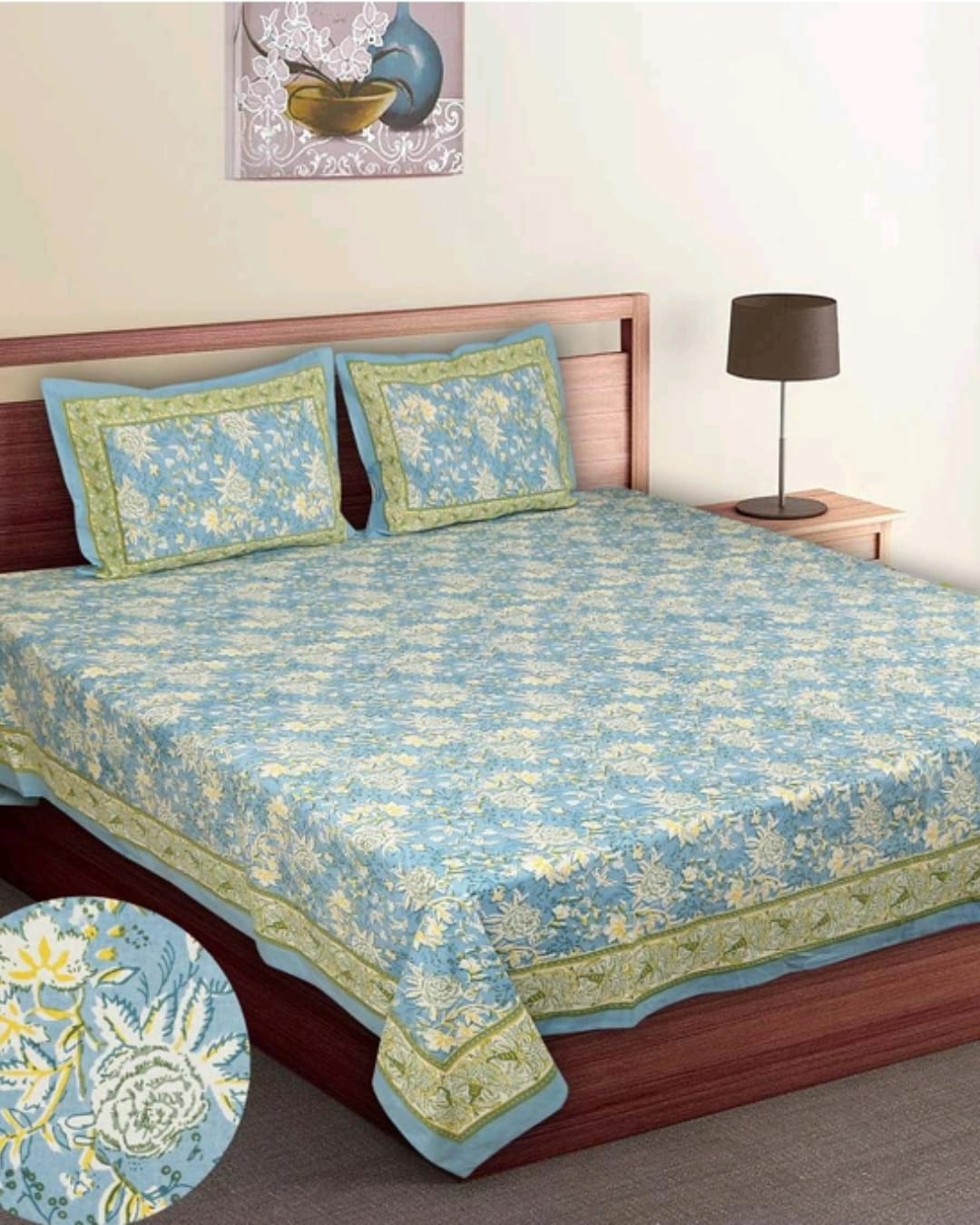 Jaipuri Cotton King Size Bedsheet with Pillow covers