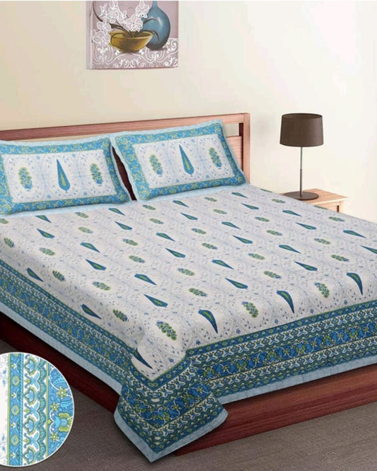 Jaipuri Cotton King Size Bedsheet with Pillow covers