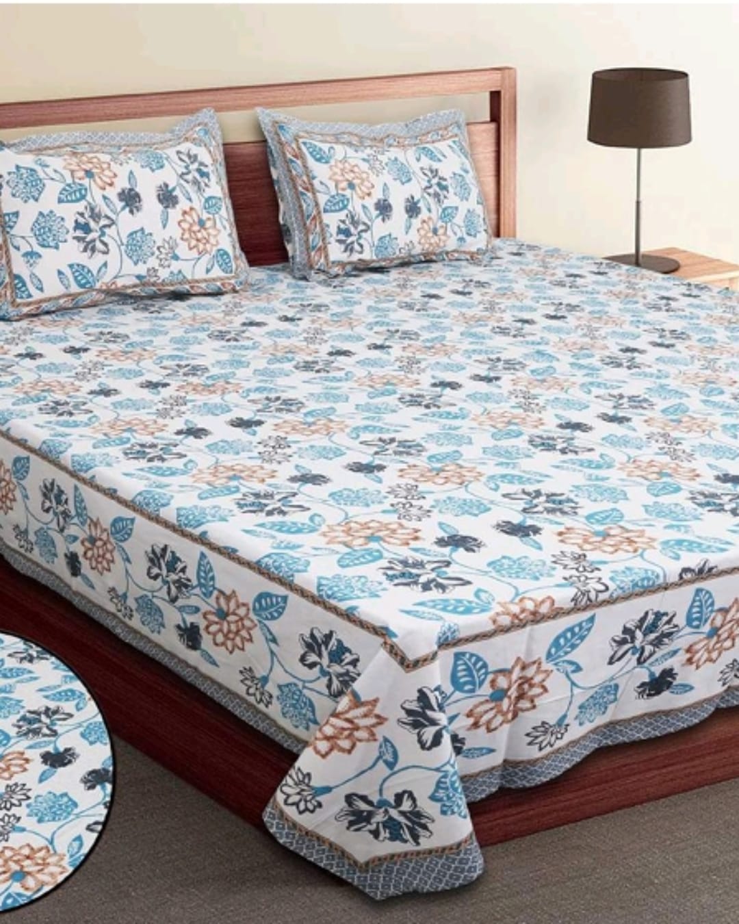 Jaipuri Cotton Queen Size Bedsheet with Pillow covers