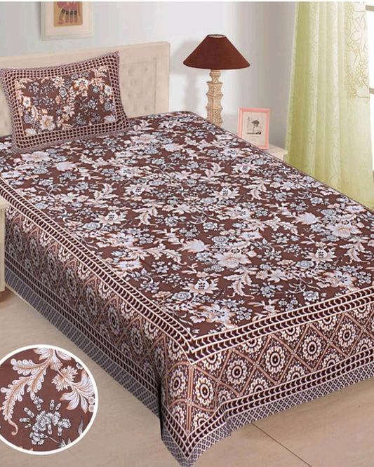 Jaipuri Cotton Single Bedsheet with Pillow Cover
