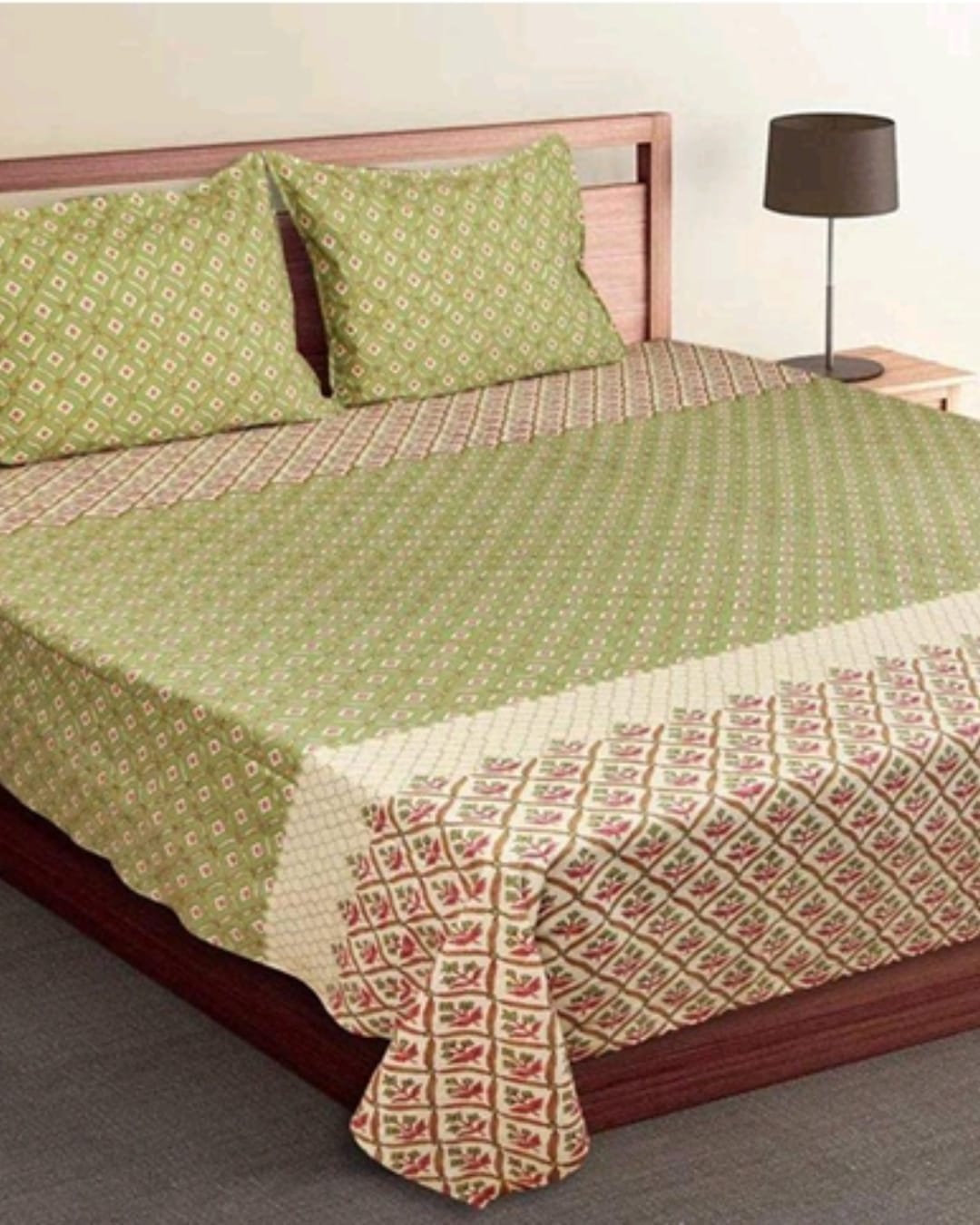Jaipuri Cotton King Size Bedsheet with Pillow covers