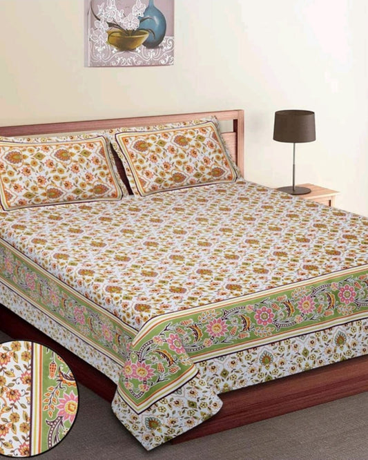 Jaipuri Cotton King Size Bedsheet with Pillow covers
