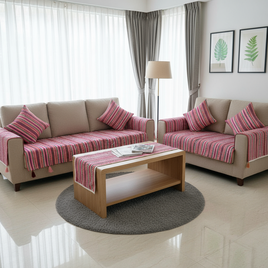 Festive Sofa Cover with Tassels Anti-Slip Sofa Covers 3+1+1 Seater